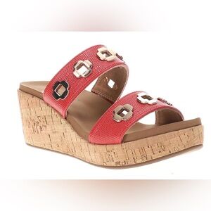 NEW SIZE 7 WOMENS Corkys Hi Tide Red Wedge Sandals